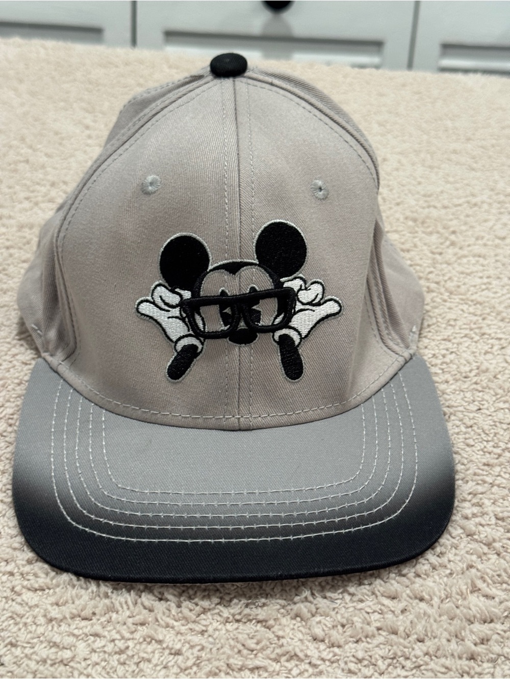 Disney Parks Mickey Mouse w Glasses Gray Ombre Baseball Cap Adult